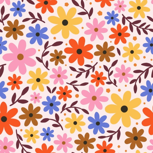 60s hippie flowers surface pattern 