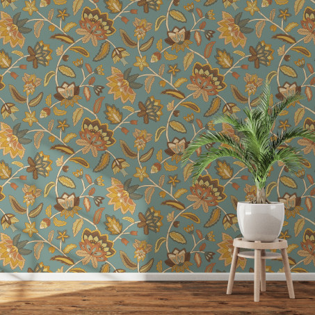 Indian floral wallpaper mockup