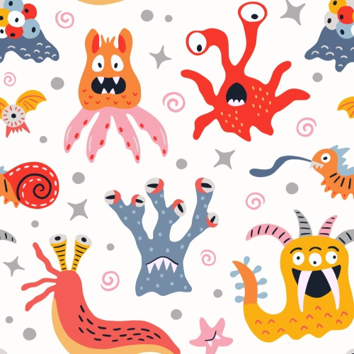 Monster aliens surface pattern design for kids