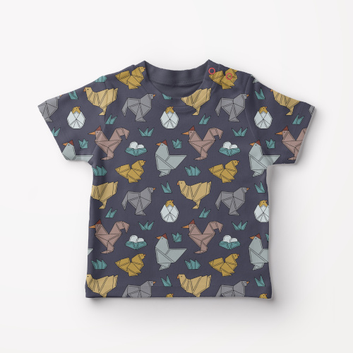 Chicken origami design on kids t-shirt