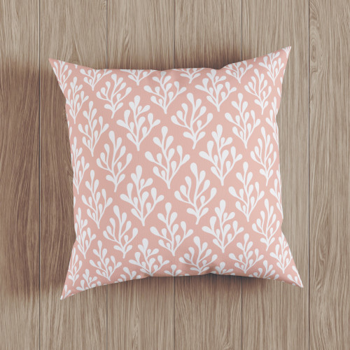 Salmon and white seaweed pattern on throw pillow