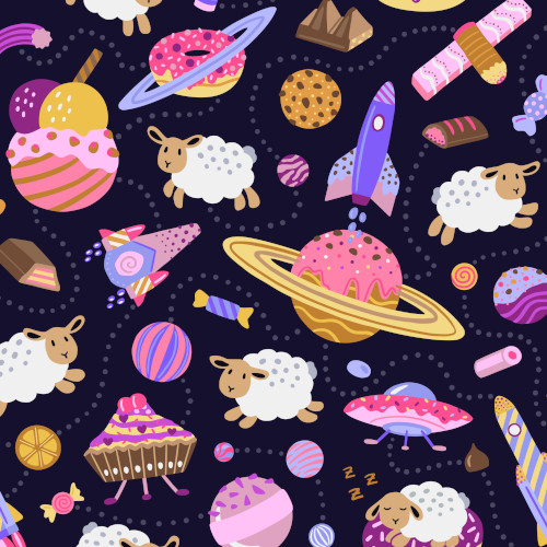 Sheep and sweets in the galaxy repeat pattern