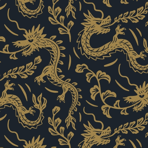 Year of the dragon block print pattern