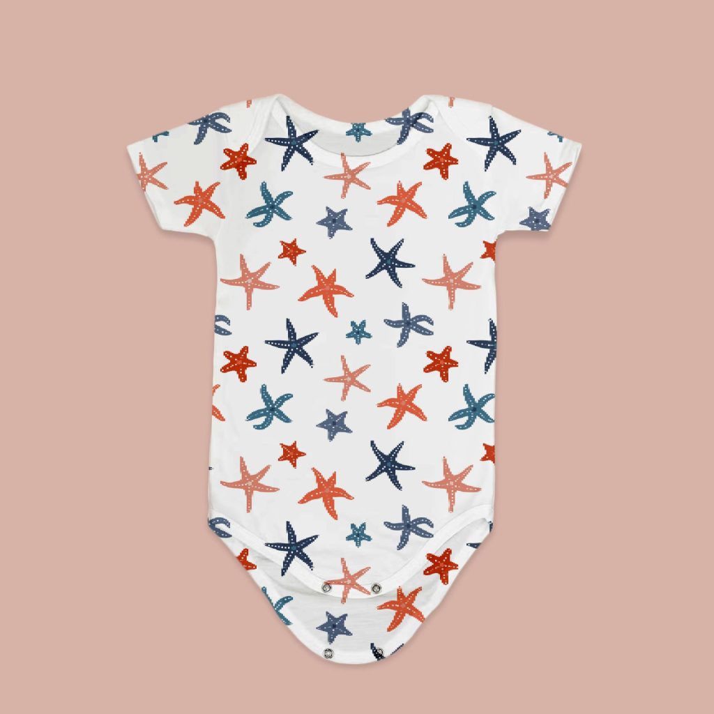 onesie with starfish pattern for kids