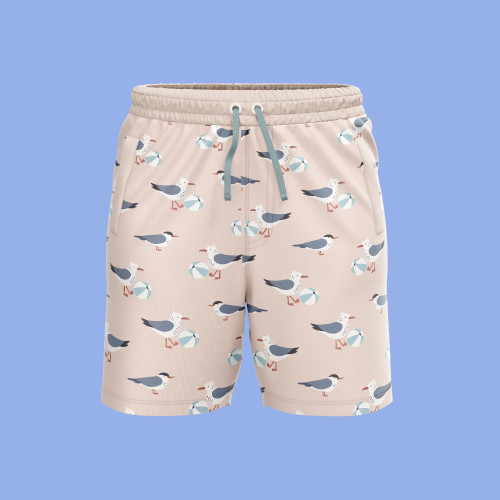 swim trunks with seagull pattern for kids