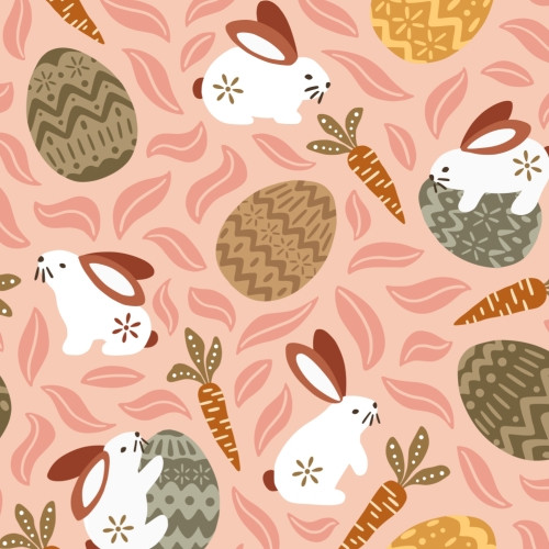 easter bunnies and eggs surface pattern design for kids