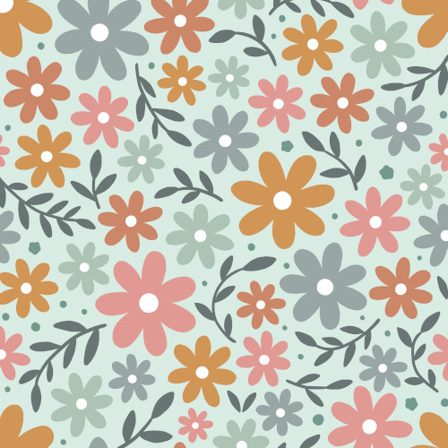 Daisy flowers on blue background surface pattern