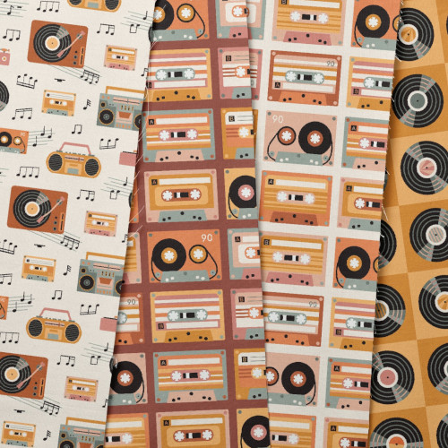 Retro music party fabric collection