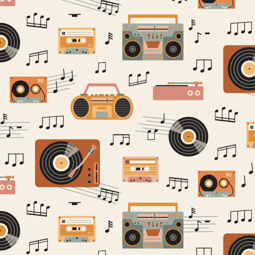 retro music pattern design