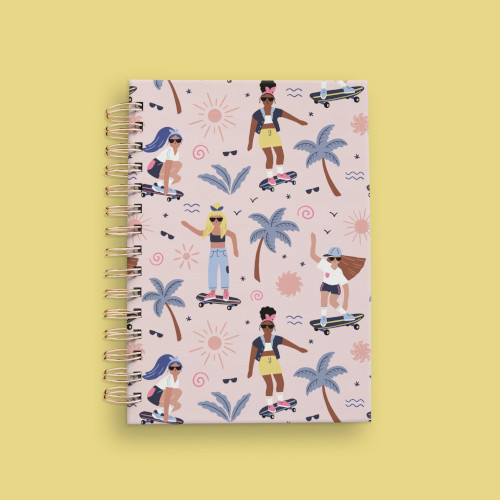 skateboarder girls pattern on notebook