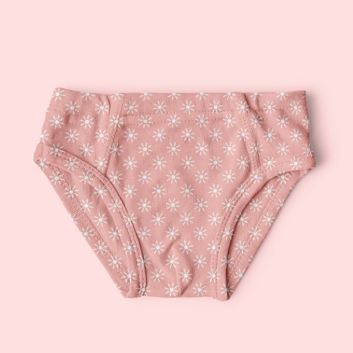 pink sunflower pattern design on kids underwear