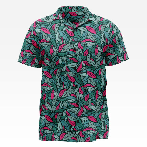 graphic leaves surface pattern design on a men shirt mockup